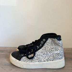 Gola Baseline High Safari Pure Size 10 High Top Sneakers Off White Cheetah Print